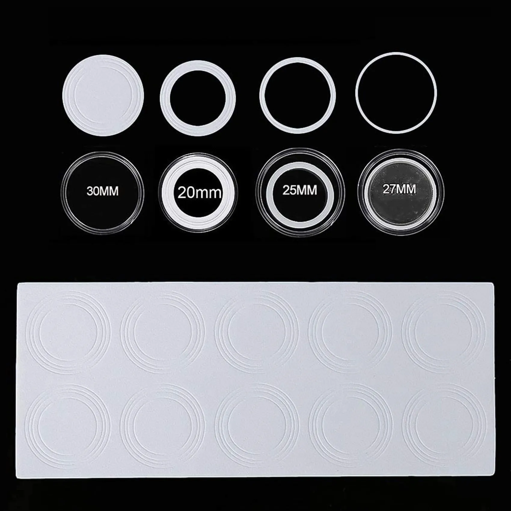 200 Stuks 30 Mm Muntcapsules Ps Ronde Munthouder Case En 6 Maten (19/20/22.25/25/27/30Mm) Beschermen Pakking