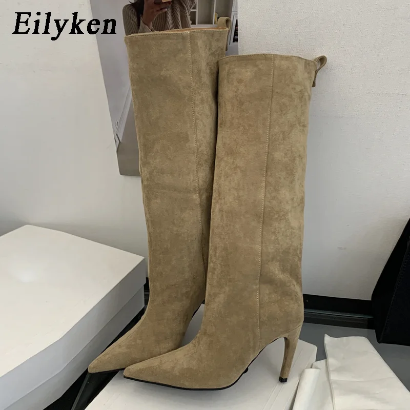 Eilyken Winter Street Style Pointed Toe Knee-High Women Boots Thin Heels Shoes Female Punk Vintage Long Booties Zapatos De Muje