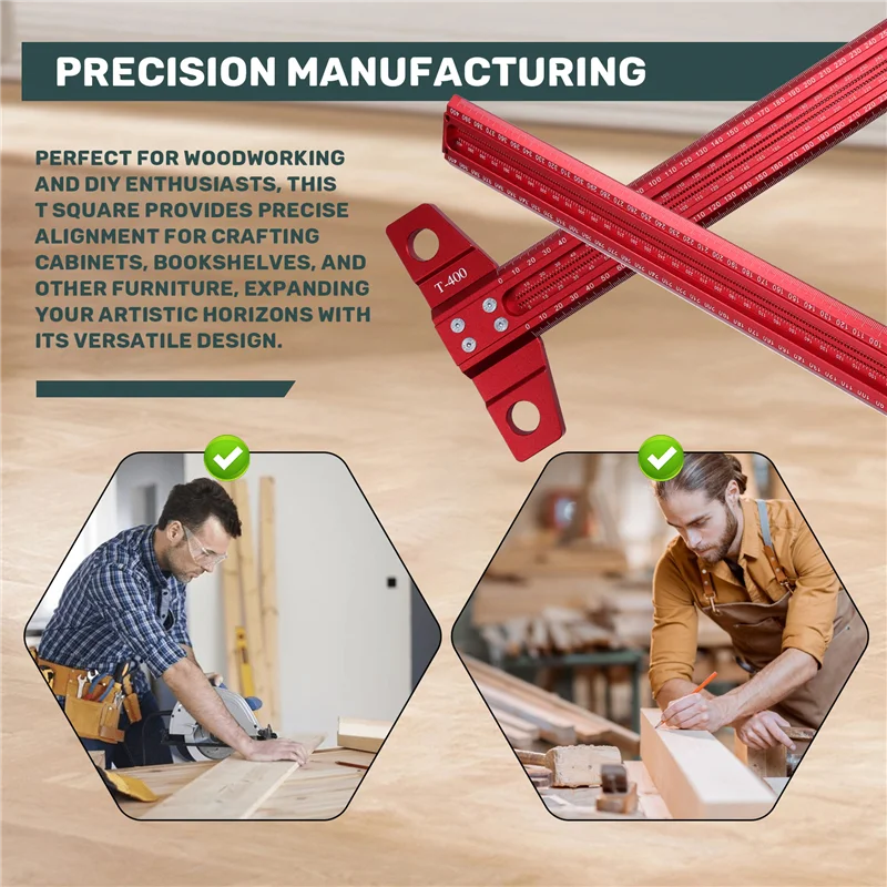 -AA95 Precision Marking T-Rule Carpenter's Drawing Ruler Woodworking Marking Ruler Standard Aluminum Alloy Ruler