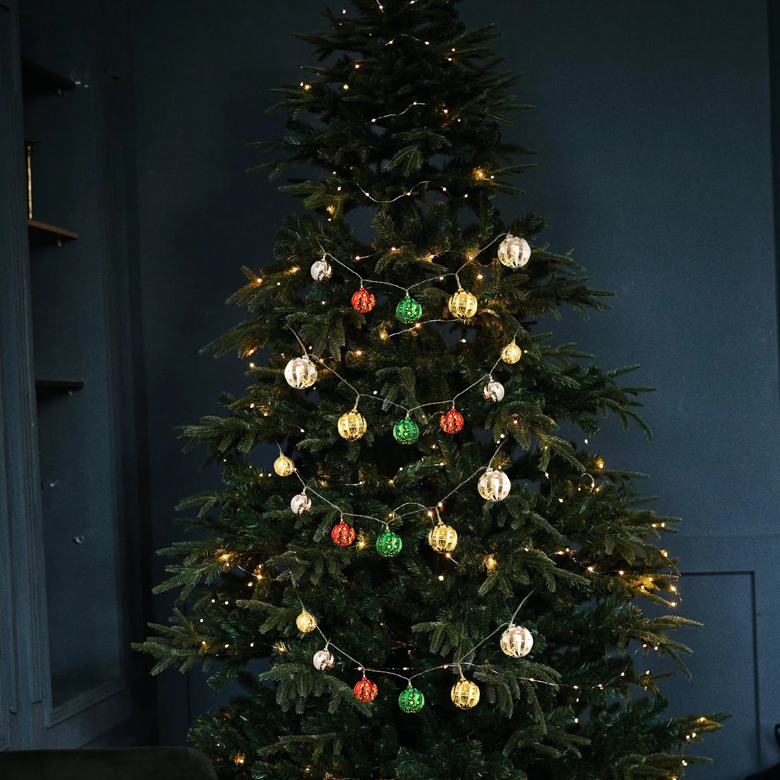 

1Pcs Christmas Ball String Lights Colorful Xmas Ball Lamp Festival Decorative Light String Creative Hanging Party Decor