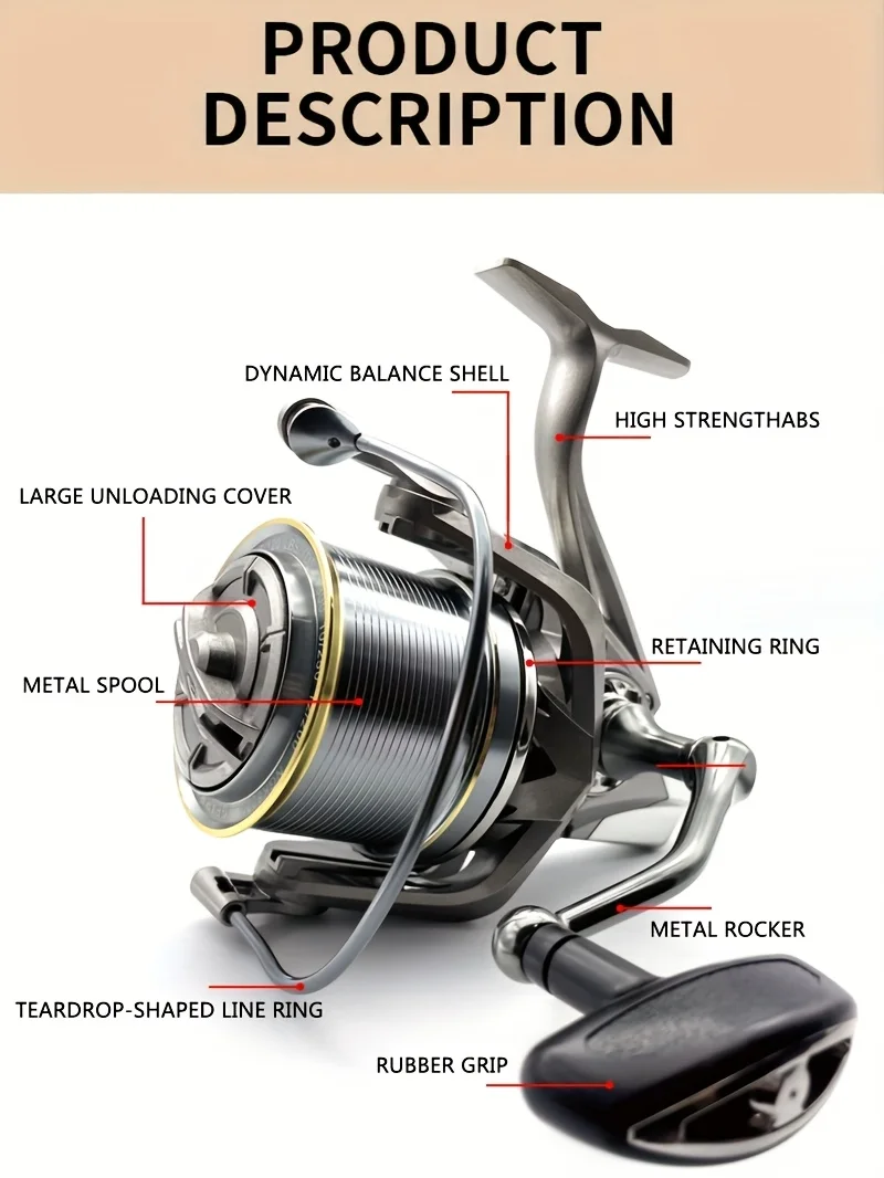 NGK Long Shot Jigging Spinnrolle 8000/9000/10000/12000/14000 Serie 17+1BB Brandungsangelrollen 55lb Max Bremskraft Salzwasser Großfischrolle – Detail 1