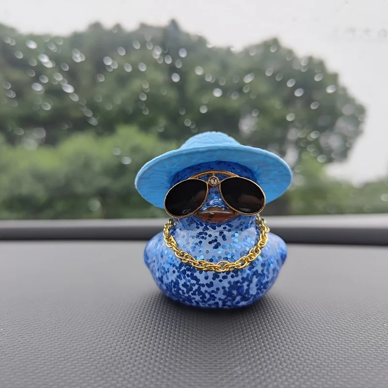 1PC Cool Blue Colored Duck Car Decoration Rearview Mirror Decoration