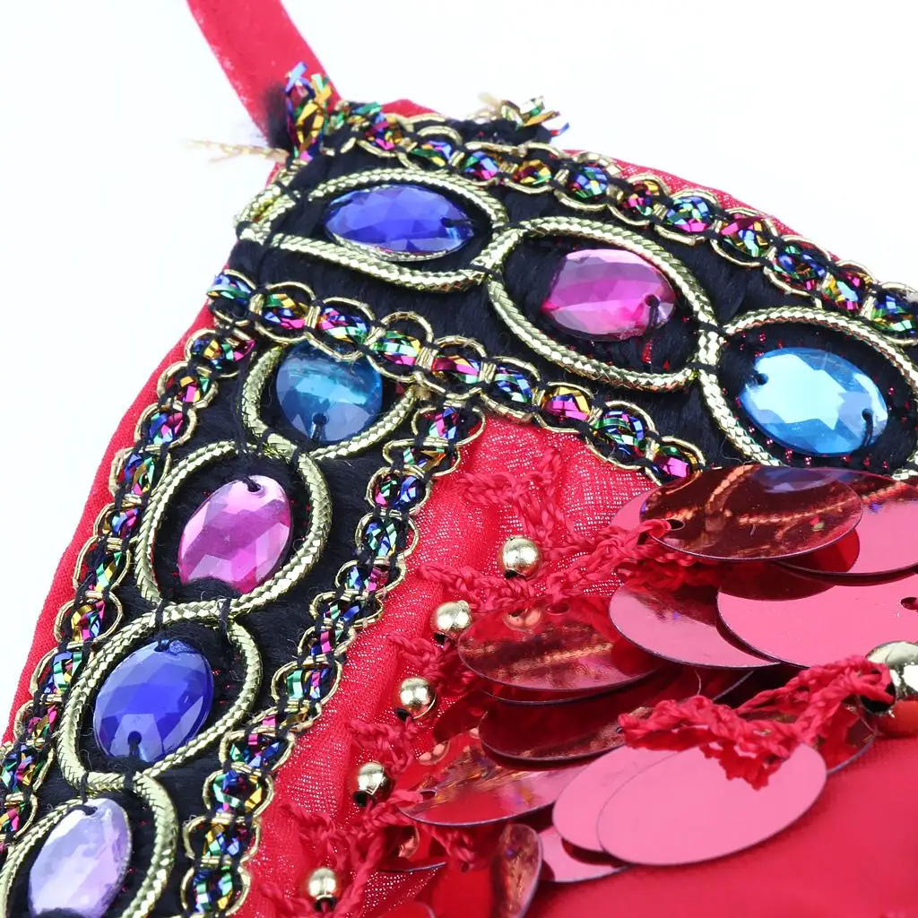 Chiffon Sequin Tassel Belly Dance Bra Top Beaded Performance Costume for Latin Salsa Practice