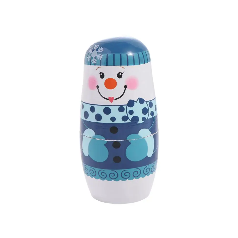 

Handicrafts 5Pcs/Set Xmas Matryoshka Smooth craft Wooden Stacking Wood Safe Christmas Nesting Christmas