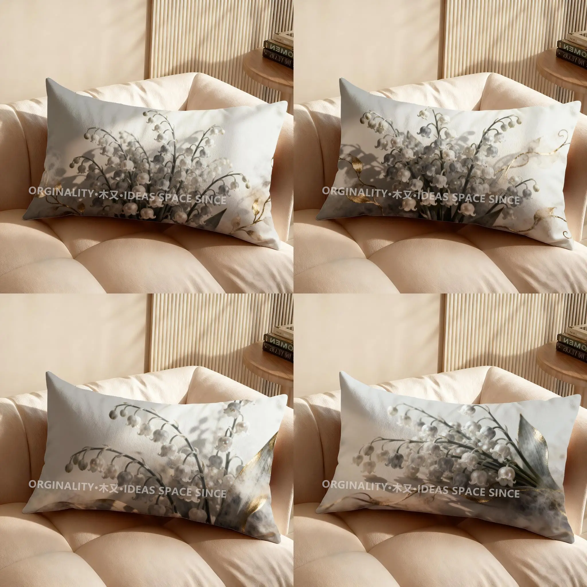 2D Lily of the Valley Printed Pillow Suitable For Sofa Bedroom Car Pillow Cover Cushion Rectangular Back Cushion