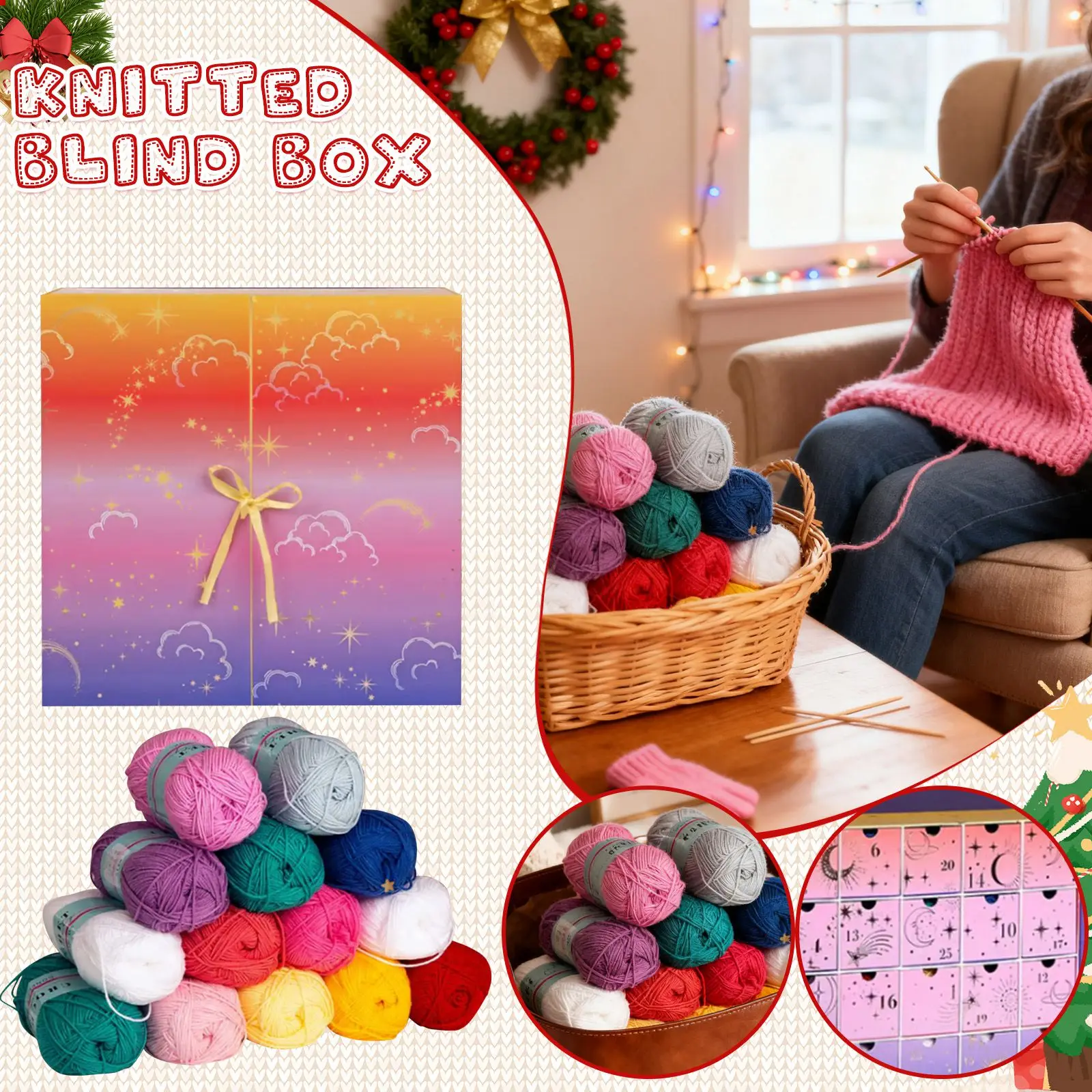 اليدوية الغزل الكروشيه الكرة من الغزل Diy بها بنفسك المواد عيد الميلاد تقويم القدوم صندوق أعمى 25 يوما مع البرنامج التعليمي Diy بها بنفسك الحياكة الأوشحة #1