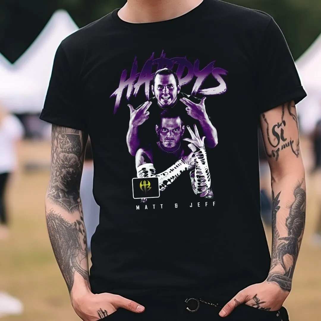 تي شيرت Hardy Boyz Wrestling باللون الأسود S-3XL Matt & Jeff Hardy