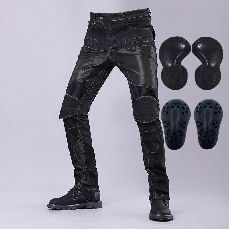 Motorcycle Pants Men Moto Jeans With Knee Hip Pads Riding Touring Motorbike Trousers Outdoor Anti-Fall Protective  Four Seasons