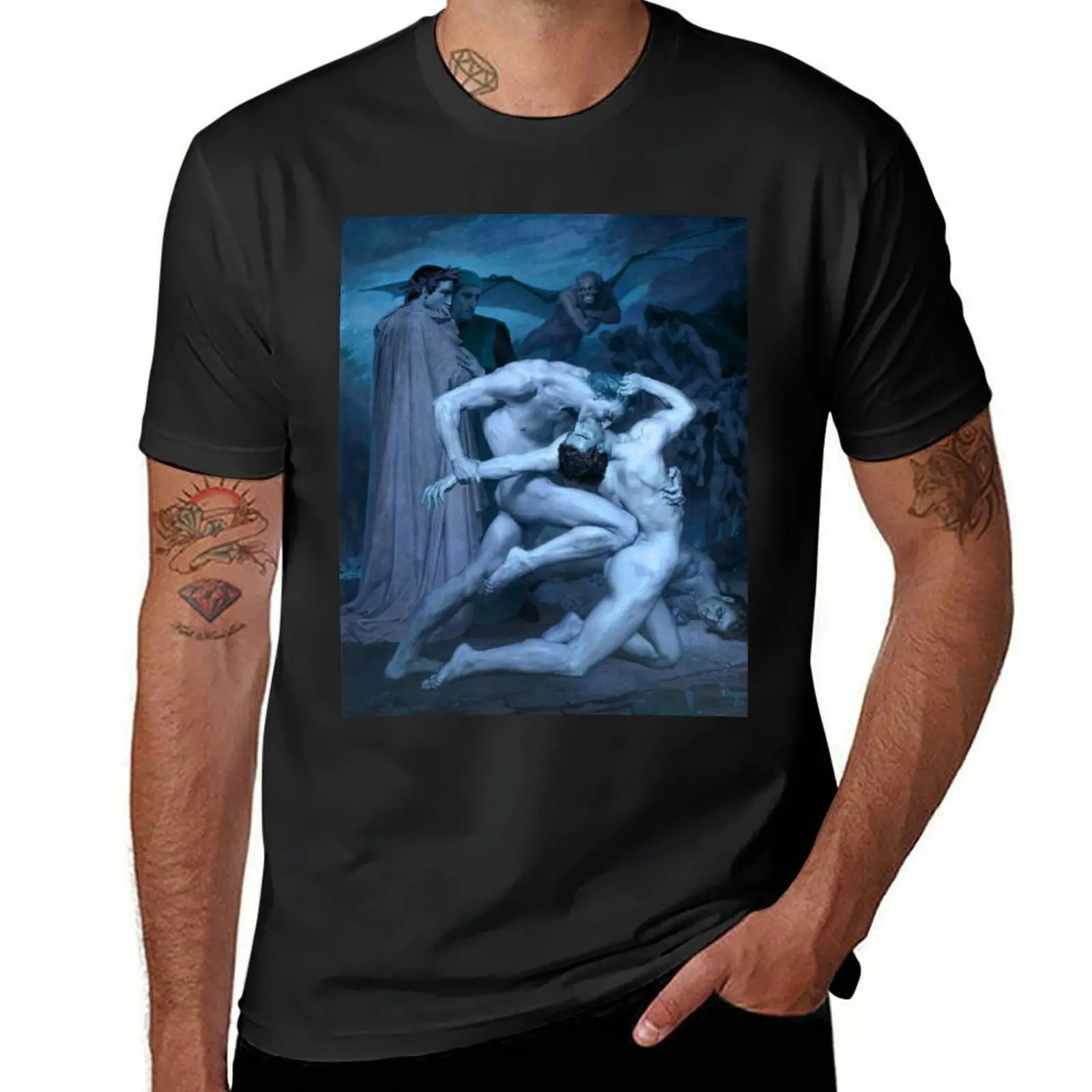 William-Adolphe Bouguereau - Dante and Virgil (Dante et Virgile) (1850), Blue T-Shirt for a boy sweat men graphic t shirts