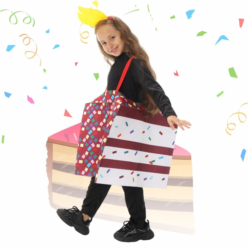 

Kids Mousse Cake Costume Halloween Performance Outfit Bodysuit Role Play School Stage Show Uniform Dessert Party Jumpsuits