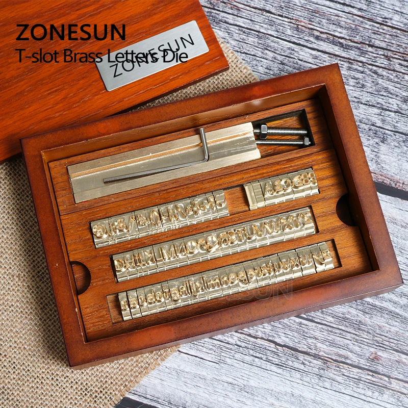 ZONESUN Personalized Logo Letter Number Initial Set Leather Hot Foil Stamp Craving Tool Branding Iron Embossing Machine Wood Box