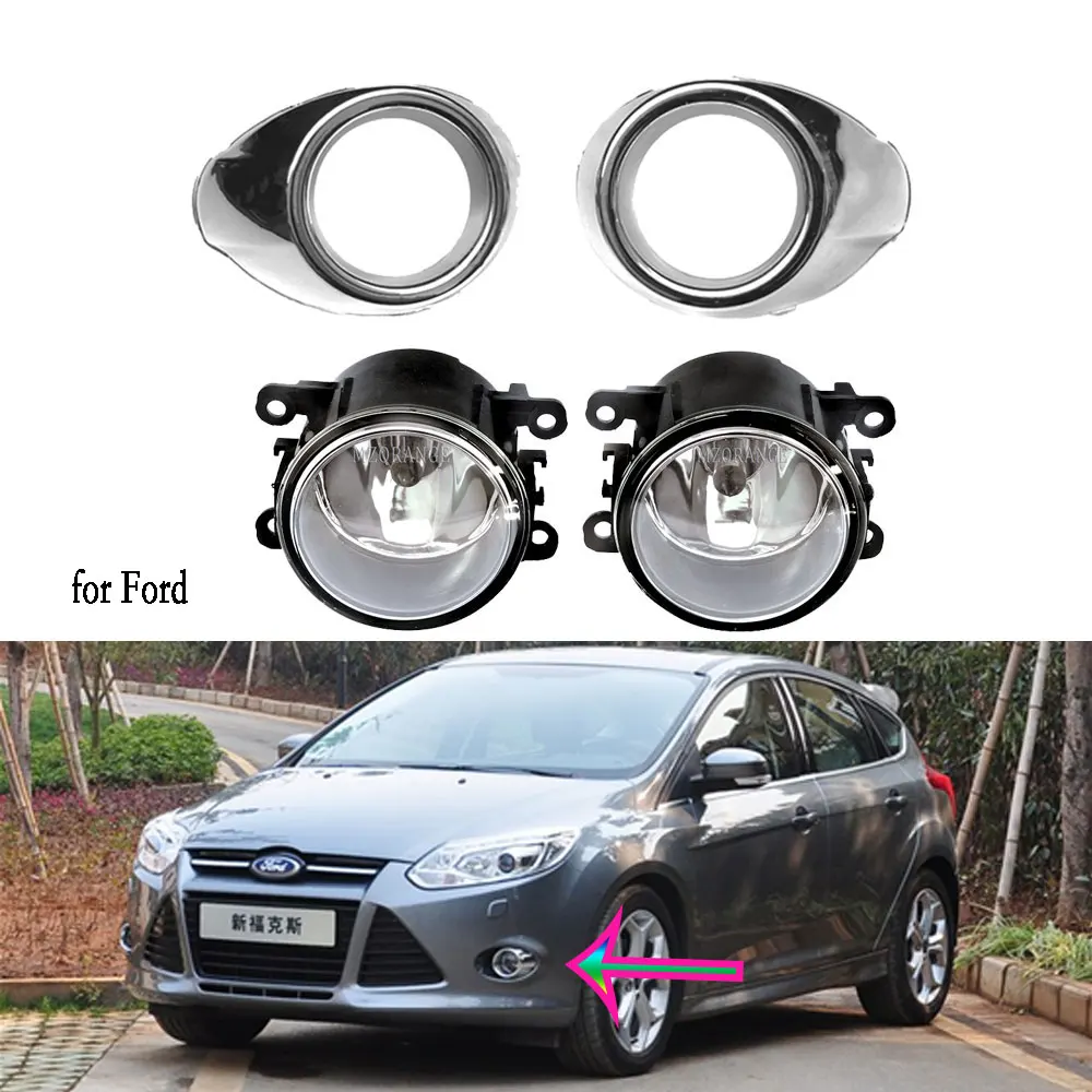 LED Fog Lights for Ford Focus 3 2012 2013 2014 Chrome Fog Light Cover Grill Fog Lamp Frames Headlight Foglight wire Harness