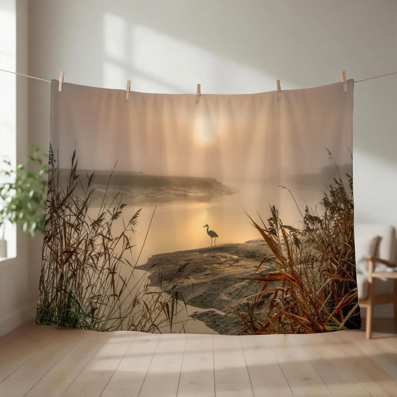 Heron At Peace Throw Blanket couch cozy soft plush fuzzy picnic outdoor blanket