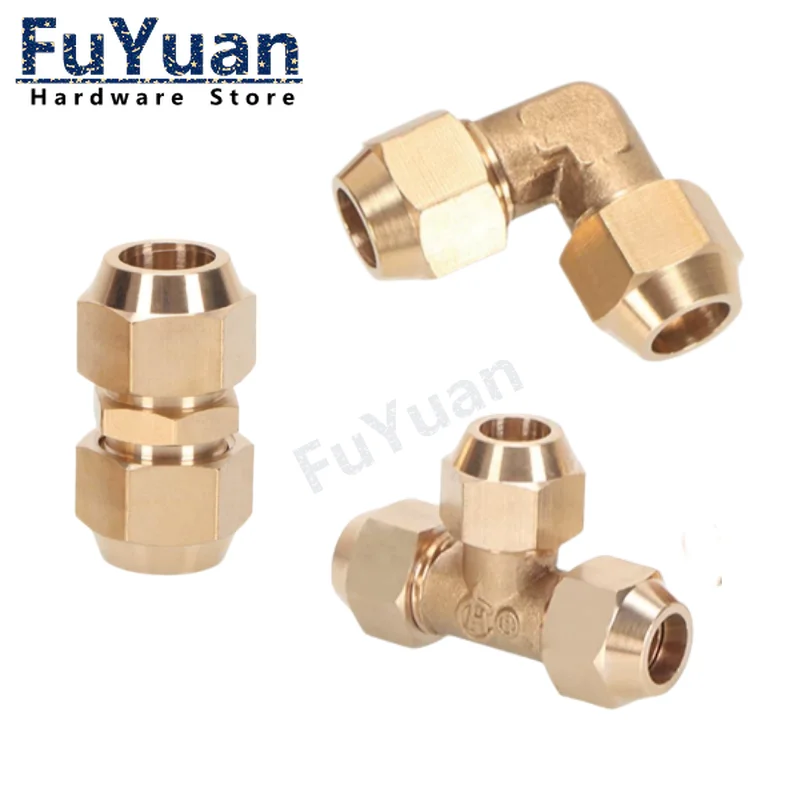 1pcs Flared Brass Straight through pipe fittings 6/8/10/12/14mm Tube connector Fitting Air conditioning extension tool Fitting