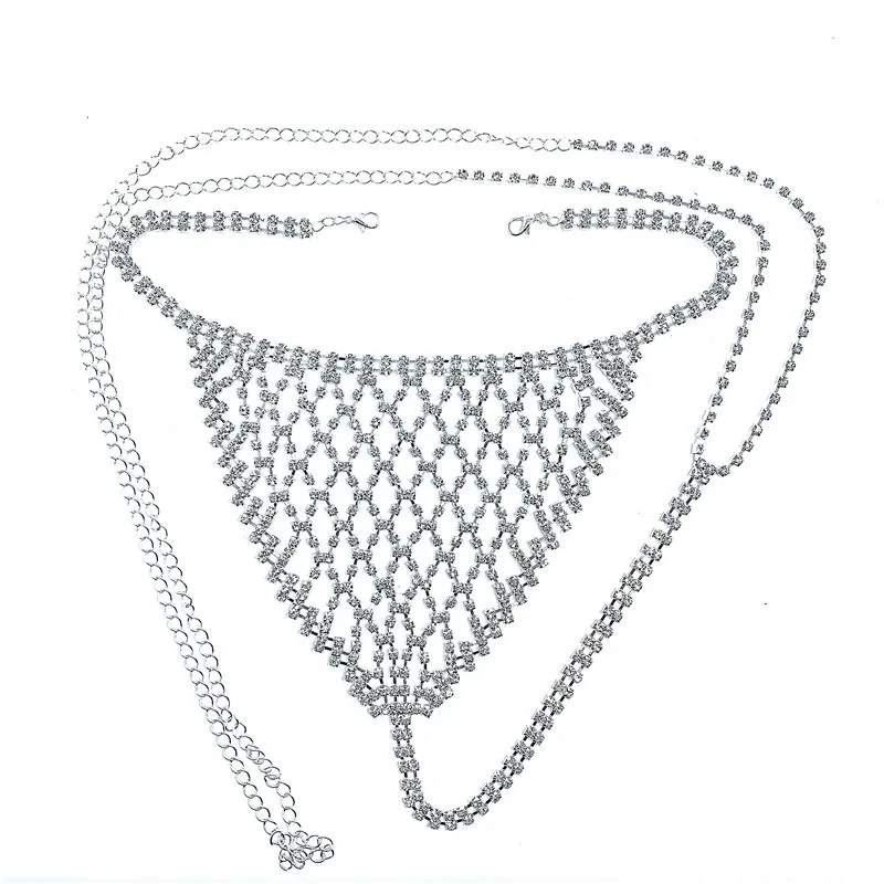 Euro-American Explosions Body Chain Grid Luxurious Rhinestone Bikini Chest Chain Underwear Sexy Nightclub Style Body Jewelry