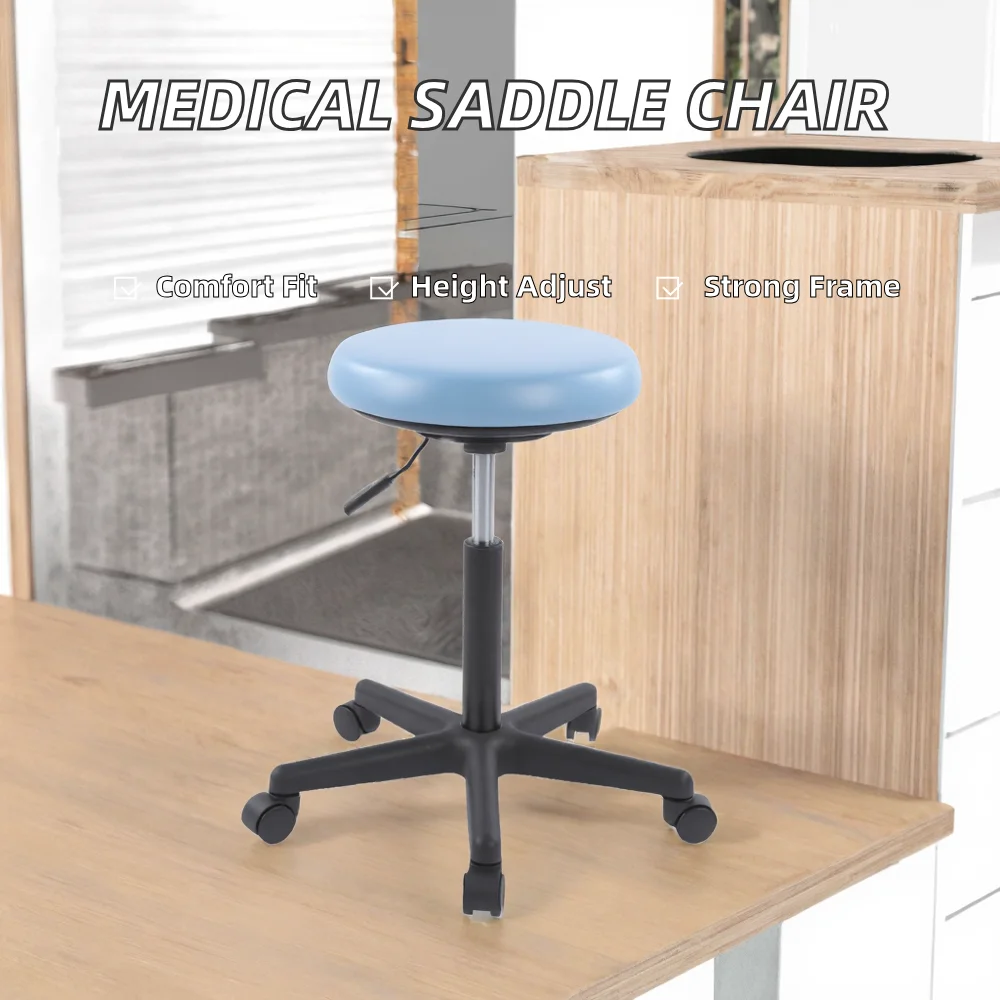 & Medical Modern Stainless Steel Ergonomic Adjustable Dental Saddle Stool Hospital Chair Movable, Easy to Clean