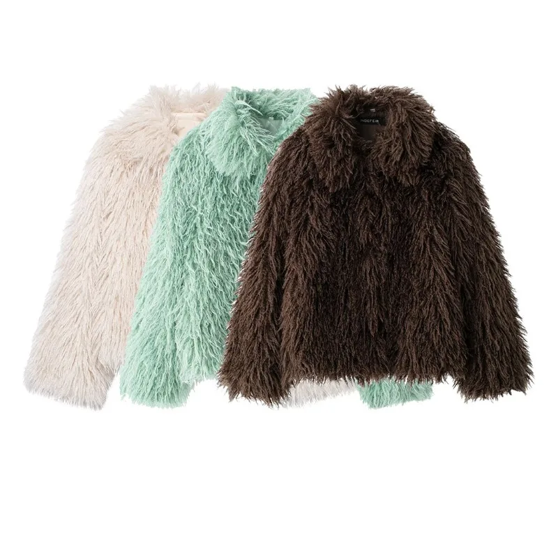 

Women New Retro Elegant Simple Luxury Harajuku Streetwear Brand Design Fashion Trends Personalized Slim Casual Faux Fur Premium