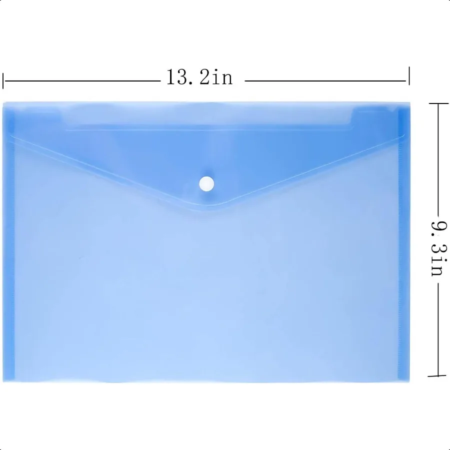 ポリ封筒 12 個ドキュメント封筒スナップボタン付き高品質クリアドキュメントフォルダー A4 サイズブルー