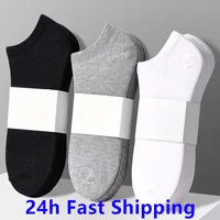 10 Uds = 5 pares de calcetines de corte bajo para hombre Color sólido negro blanco gris calcetines deportivos de algodón transpirables calcetines tobilleros cortos para hombre y mujer