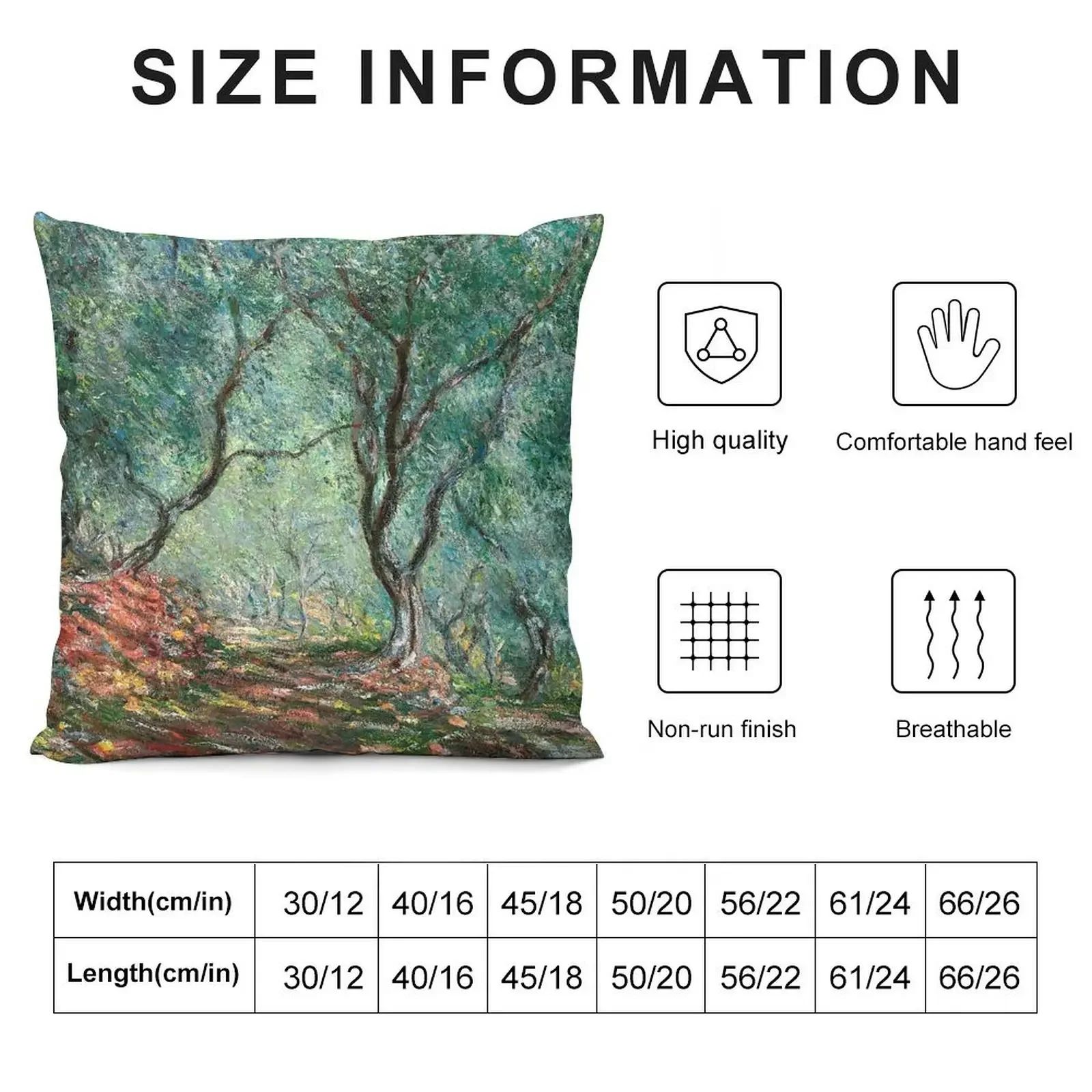 Claude Monet - Olive Tree Wood in Moreno Garden Throw Pillow Decorative Cushions Decorative Cushion Cover pillow