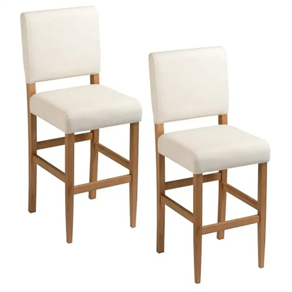 Natural White Sand Bar Stool Set of 2 High Quality Craftsmanship Comfortable Seat Modern Design Stress-Free Assembly Eucalyptus