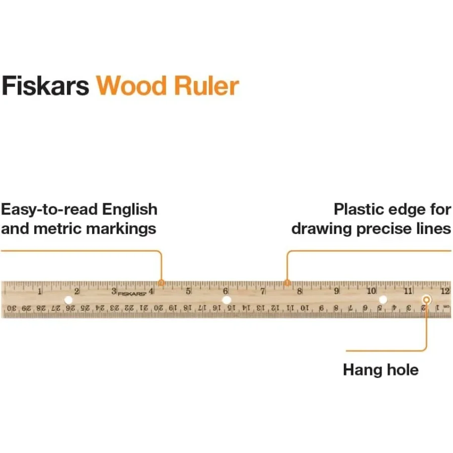 Regla de madera para estudiantes de 12", herramienta de medición de geometría matemática para la vuelta a la escuela