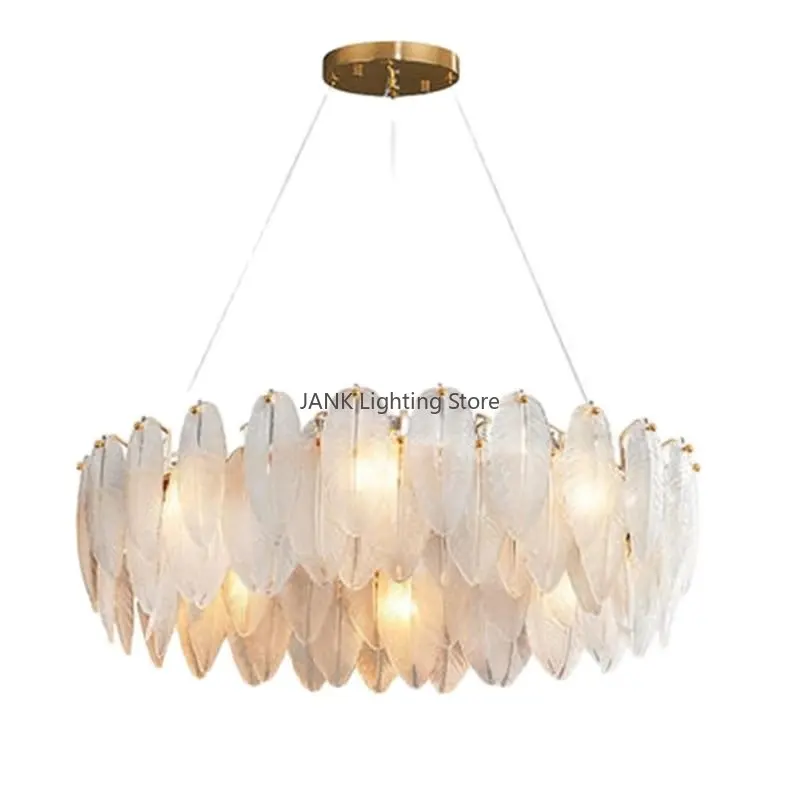 

Nordic Feather Crystal Chandelier Living Room Bedroom Restaurant Luxury High-End Suspension Lamps LED Interior Decoration Lamp