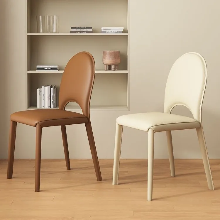 Modern Simple Dining Chair Home Leather Chair Backrest Stackable Restaurant  Minimalist Hotel Dining Table Chair