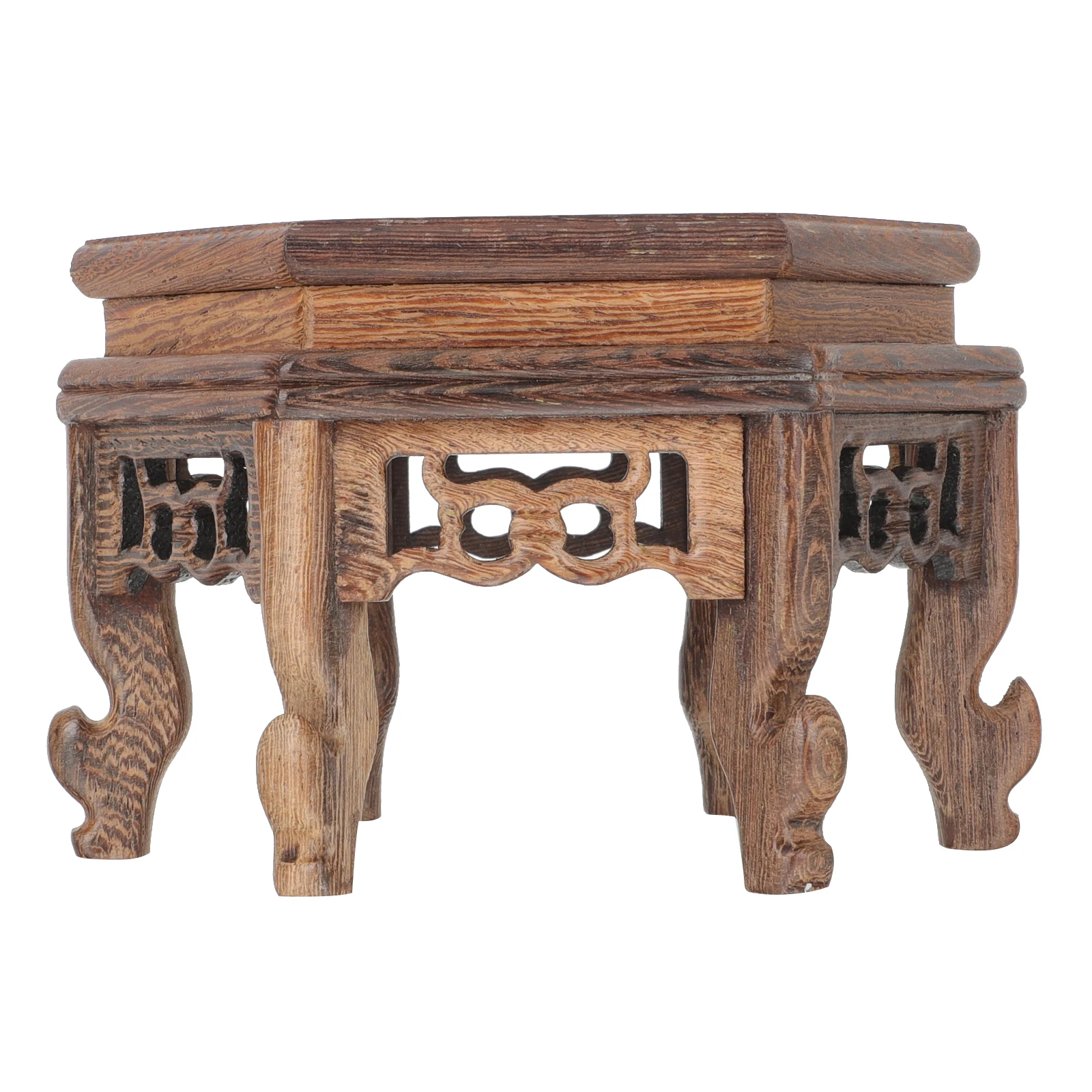 

Chicken Wing Wood Hexagonal Table Base Reliable Plant Holder Smooth Surface Craft Display Stand Vase Pot Risers