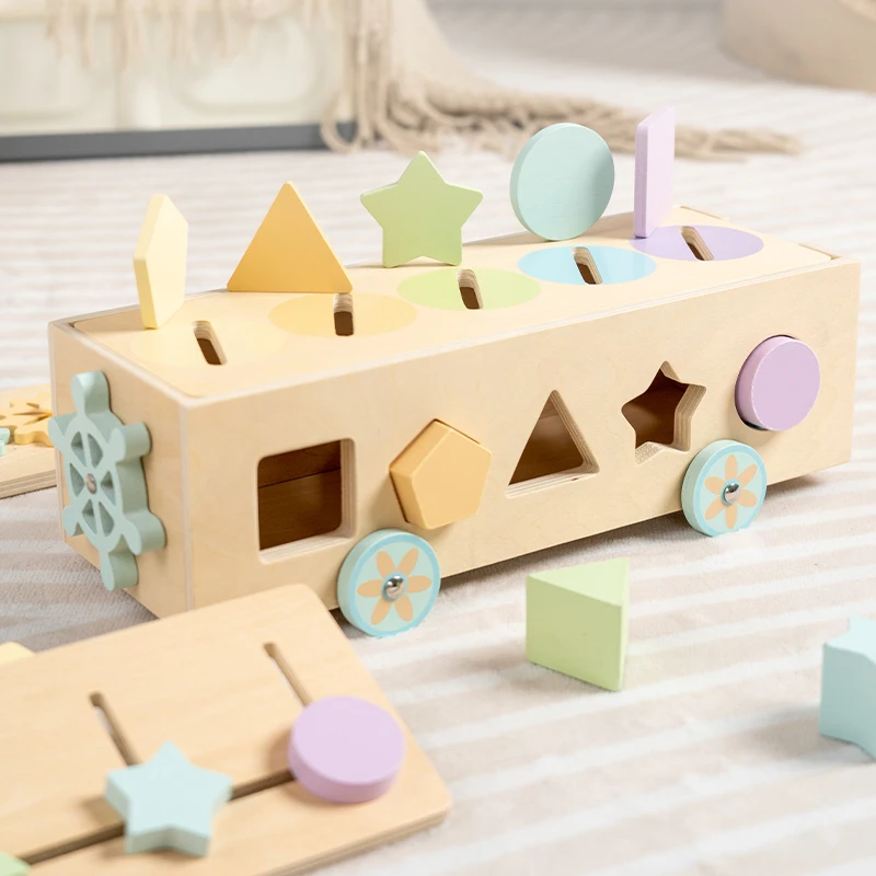 Wooden Sorting Toy Montessori Shape Sorter Color Matching Box Game Early Educational Learning Sensory Toy for Preschool Toddlers