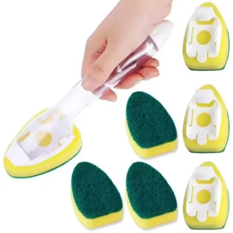 7Pcs Sponge soap dispenses dishwashing scrub Dishwashing sponge replacement head kitchen sink washing tool