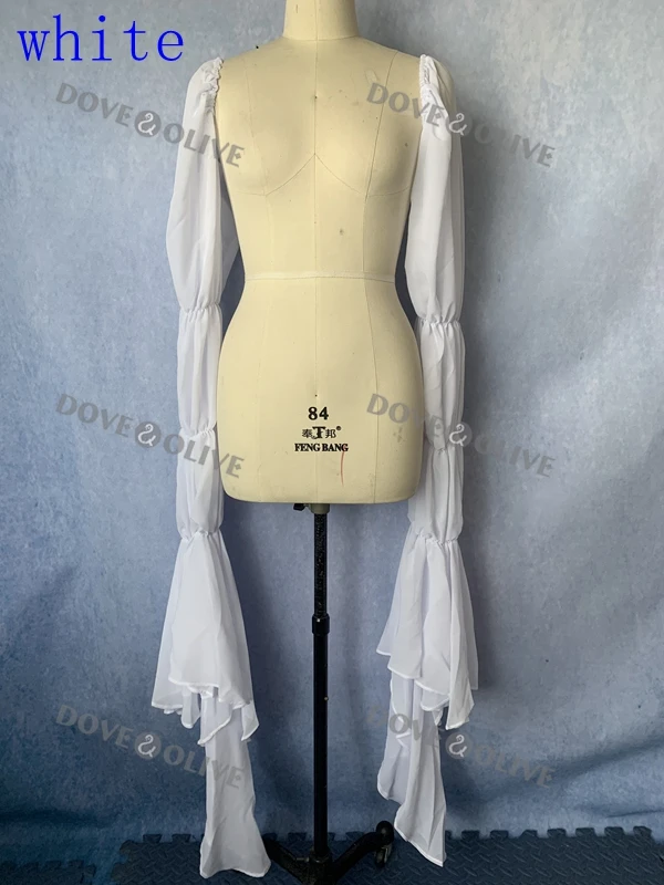 145cm Chiffon Wedding Sleeves Ruffles Long Bridal Sleeves Women Accessories Cap Sleeves Formal Party Removable Sleeves Accessory