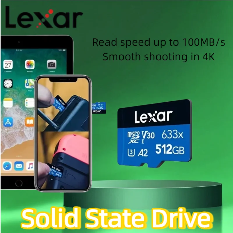 Lexar 100% Original Micro SD Card Flash Microsd Class 10 A1 Memory Card 256GB 128GB 64GB SDXC V30 U3 32GB SDHC V10 U1 633x