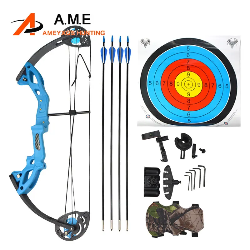 

Teen Compound Bow and Arrow Set 15-29 Lbs Pulley Bow IBO 260Fps For Beginner Child Archery Bow Shooting Bow Equipment Sports