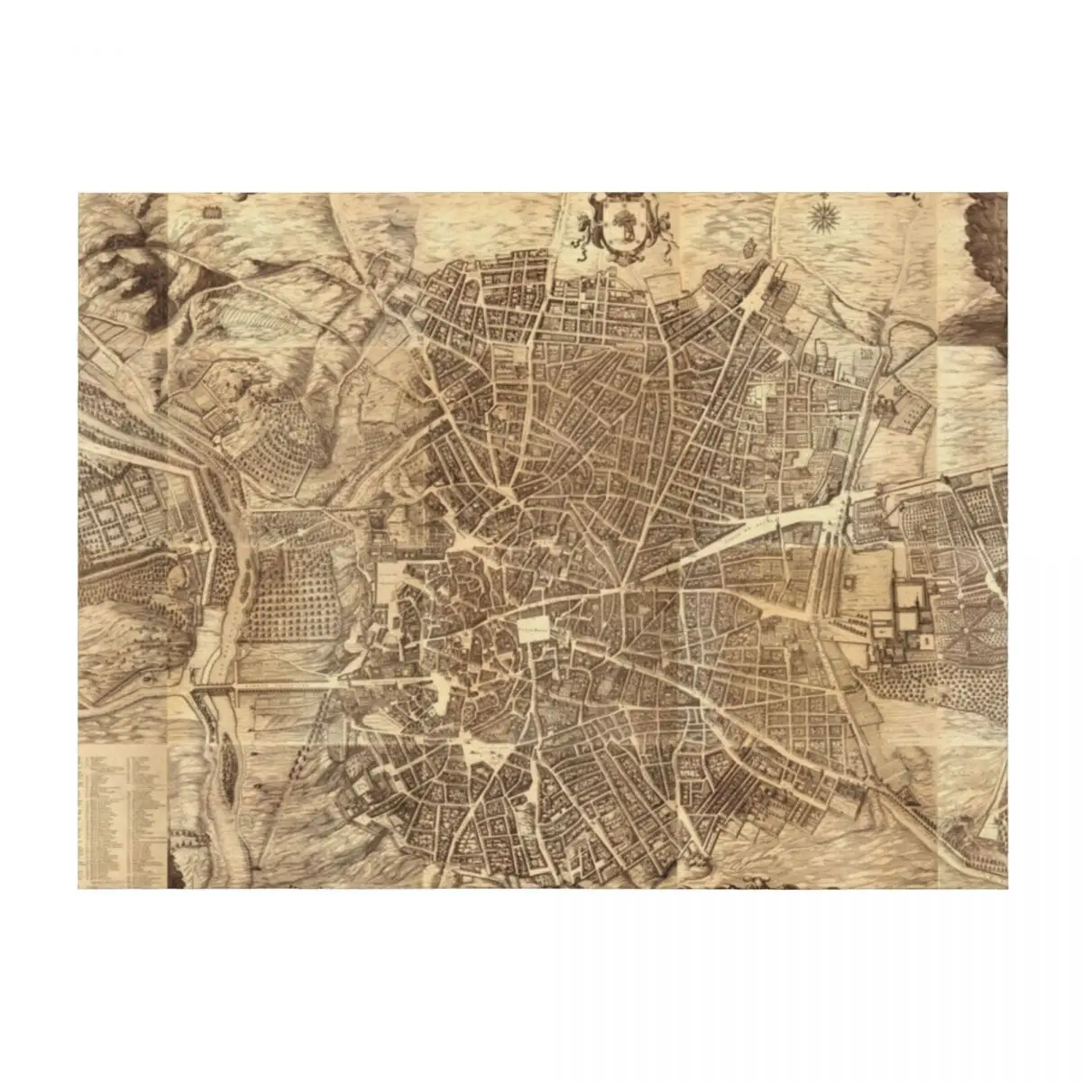 

Madrid City Map, 1656 by Don Pedro Teixeira Throw Blanket bed plaid Loose Soft Plush Plaid Custom Blankets