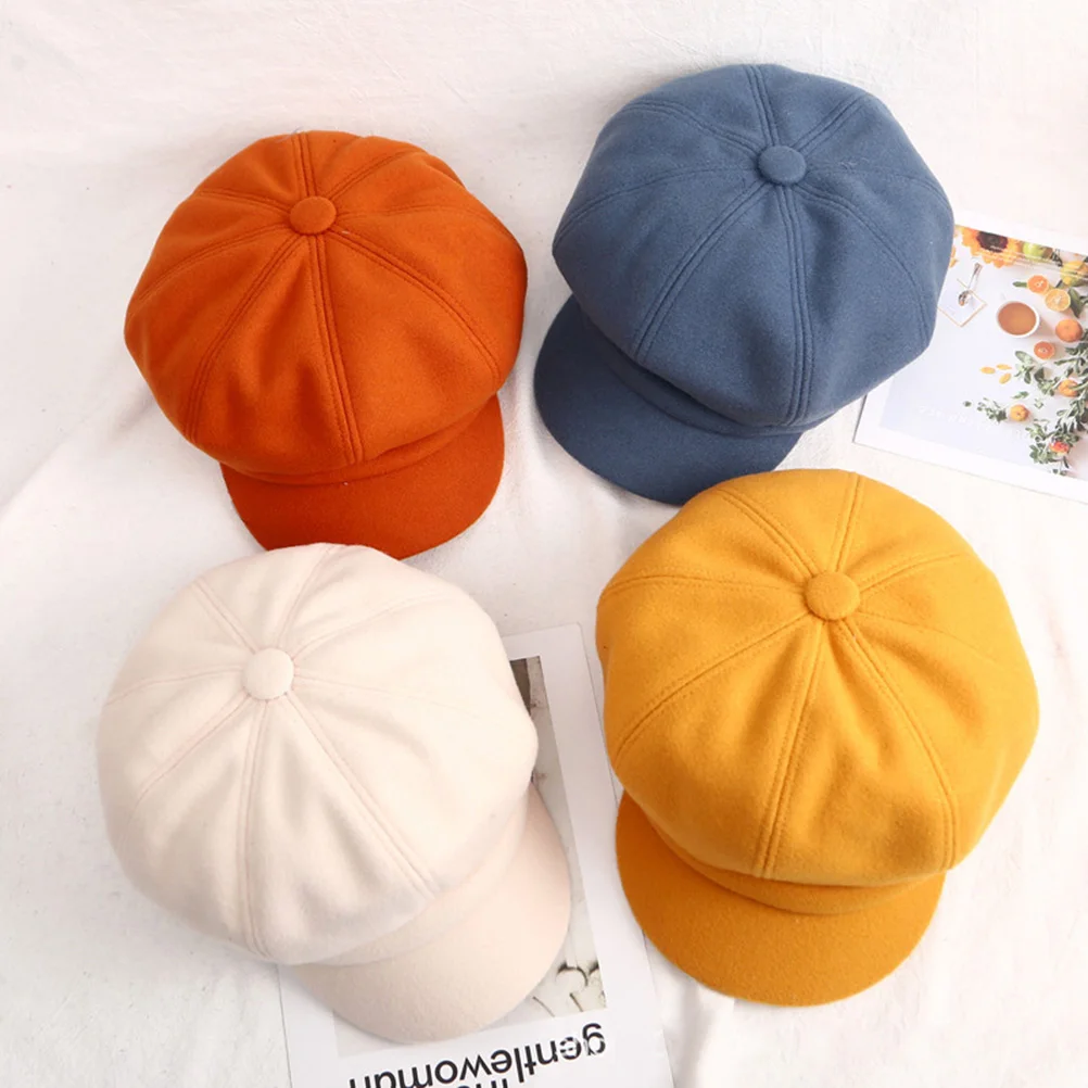 

Has Octagonal Hat Warm Beret Beanie Korean Fashion for Women Berets Yellow Student