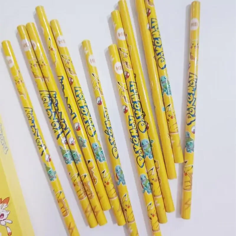 12pcs Pokemon Pikachu HB Pencil Cartoon Anime Cute Students Stationery Child Painting Pen Fashion Learning Supplies Holiday Gift