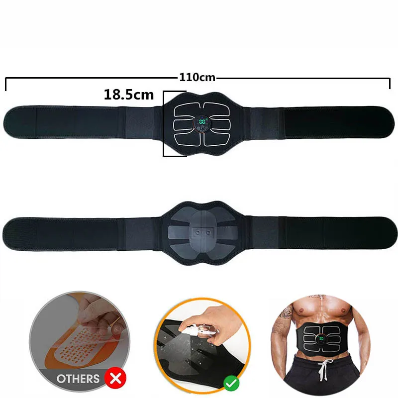 EMS Muscle Stimulator Vibration Body Slimming Belts Abs Trainer Abdominal Toning Belt USB Recharge Weight Loss Fitness Massager