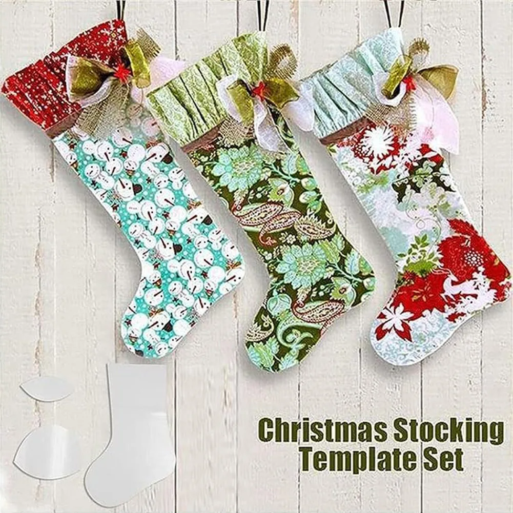 Hand-made Xmas Stocking Template Set Plastic Quilting Template Ruler Sewing Accessories