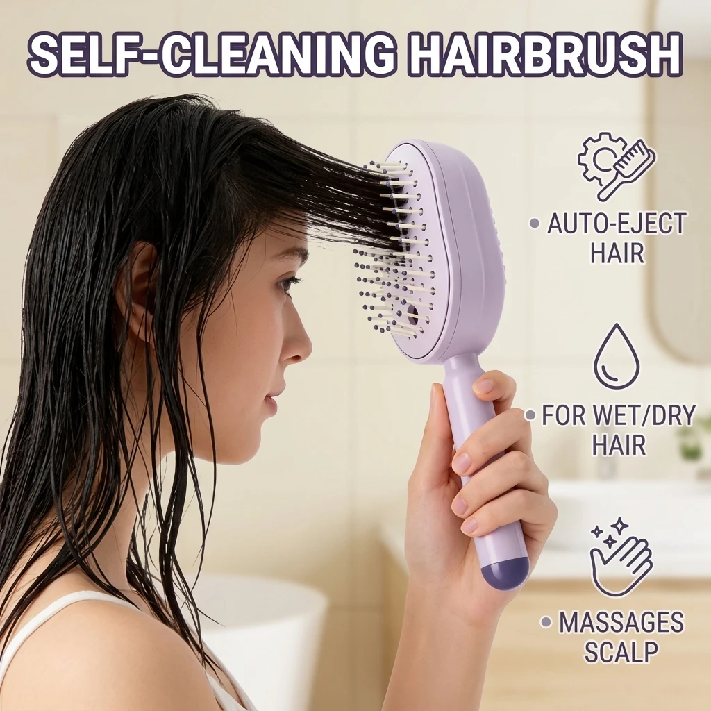 Electric Spray Air Cushions Massage Comb 3 in 1 Self Cleaning Steam Essential Oil Brush Rechargeable Spray Scalp Massager Combs