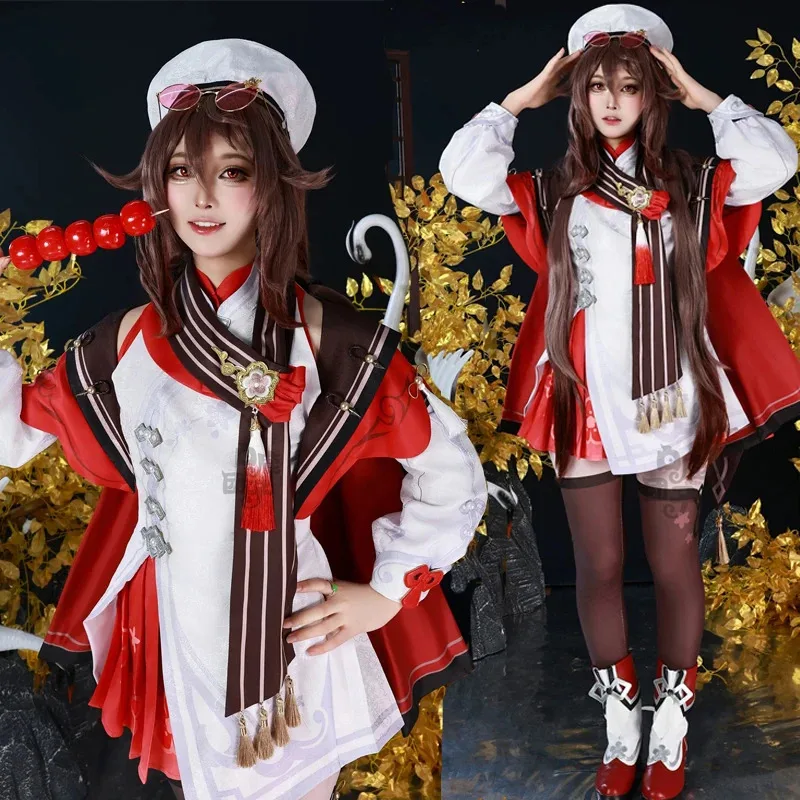 Disfraz de Cosplay de Hutao, juego Genshin Impact, nueva piel, cerezas, Snow-Laden, disfraz de Cosplay de Hutao de talla grande