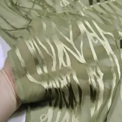 Unique Style Good Quality Popular Green Color Silk Burn Out Fabric with Comfortable Feeling for Garment Scarves