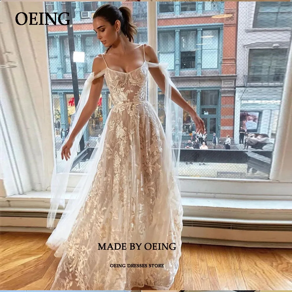 OEING Appliques Lace Wedding Prom Gowns Charming Evening Dresses Vestidos De Fiesta Classic Off The Shoulder Robe De Mariage