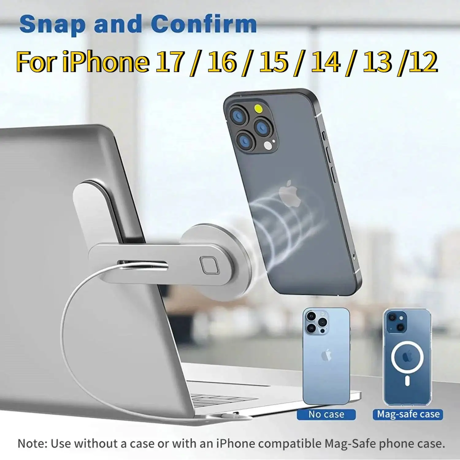 

Laptop Mobile Phone Holder 15W Fast Wireless Laptop Charger Laptop Phone Mount For Apple iPhone 17 16 15 Magnetic Phone Holder