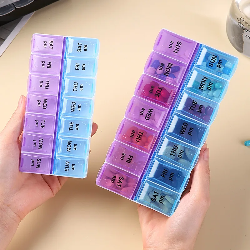 New Weekly Portable Travel Pill Cases Box 7 Days Organizer 14 Grids Pills Container Storage Tablets Vitamins Medicine Fish Oils