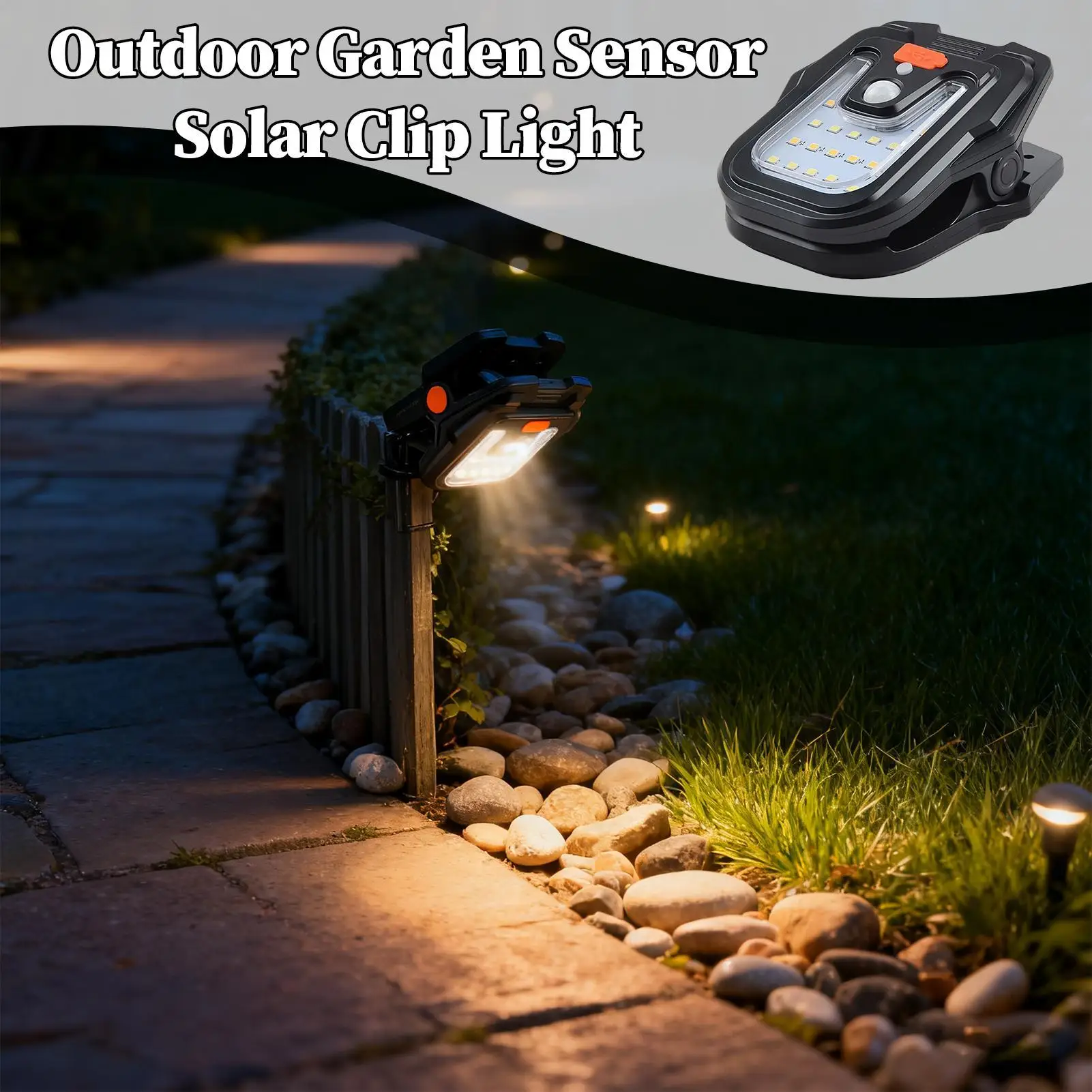 Clip On Solar Lichter Im Freien Wasserdichte Outdoor Solar Clip Licht Motion Sensor Beleuchtung Tragbare LED Für Zaun Tor Garten