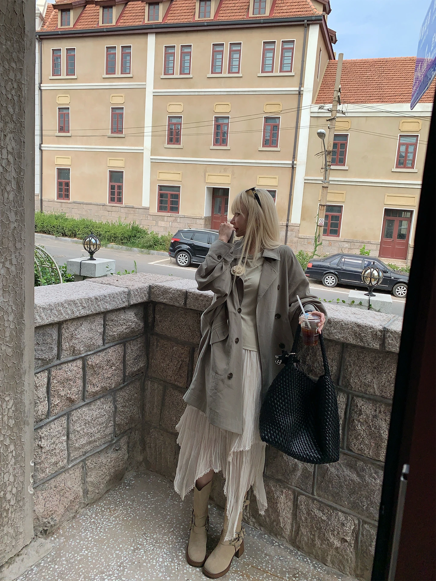 

Tannin Private Label Windbreaker Loose Fit Midi Coat Women's Sle Commute Simple Design Long Sve Zipper Closure Color