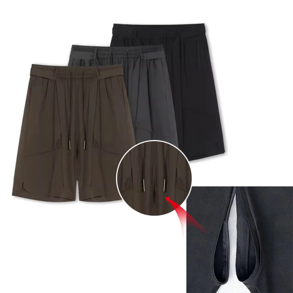 

Invisible Open Crotch Outdoor Sex Plus Size Casual Men's Shorts Street Fashion Loose Wide Leg Pants Trend Five Points Trousers