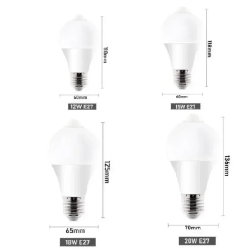 Smart Sensor 12W 15W 18W 20W Led Bulbs Passage Light Bulb Lamp Light Bulb Auto Sensitive Motion Sensor Light 220 V E27 Induction