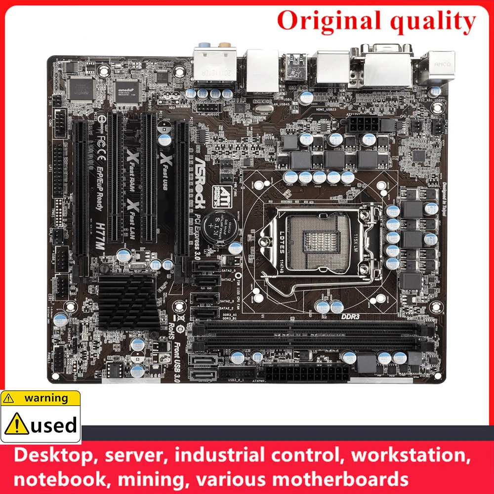 

Used For ASROCK H77M Motherboards LGA 1155 DDR3 16GB M-ATX For Intel H77 Desktop Mainboard SATA III USB3.0